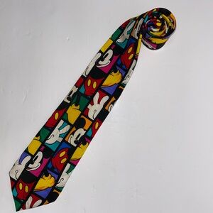 Disney Mickey Mouse Colorful Men's Tie, Vintage 100% Silk